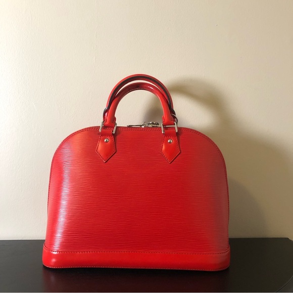 Louis Vuitton Red Epi Alma PM,C0A,Dust Bag,SilverLock/Keys/Strap;DateCode:SN1174 - Picture 3 of 17